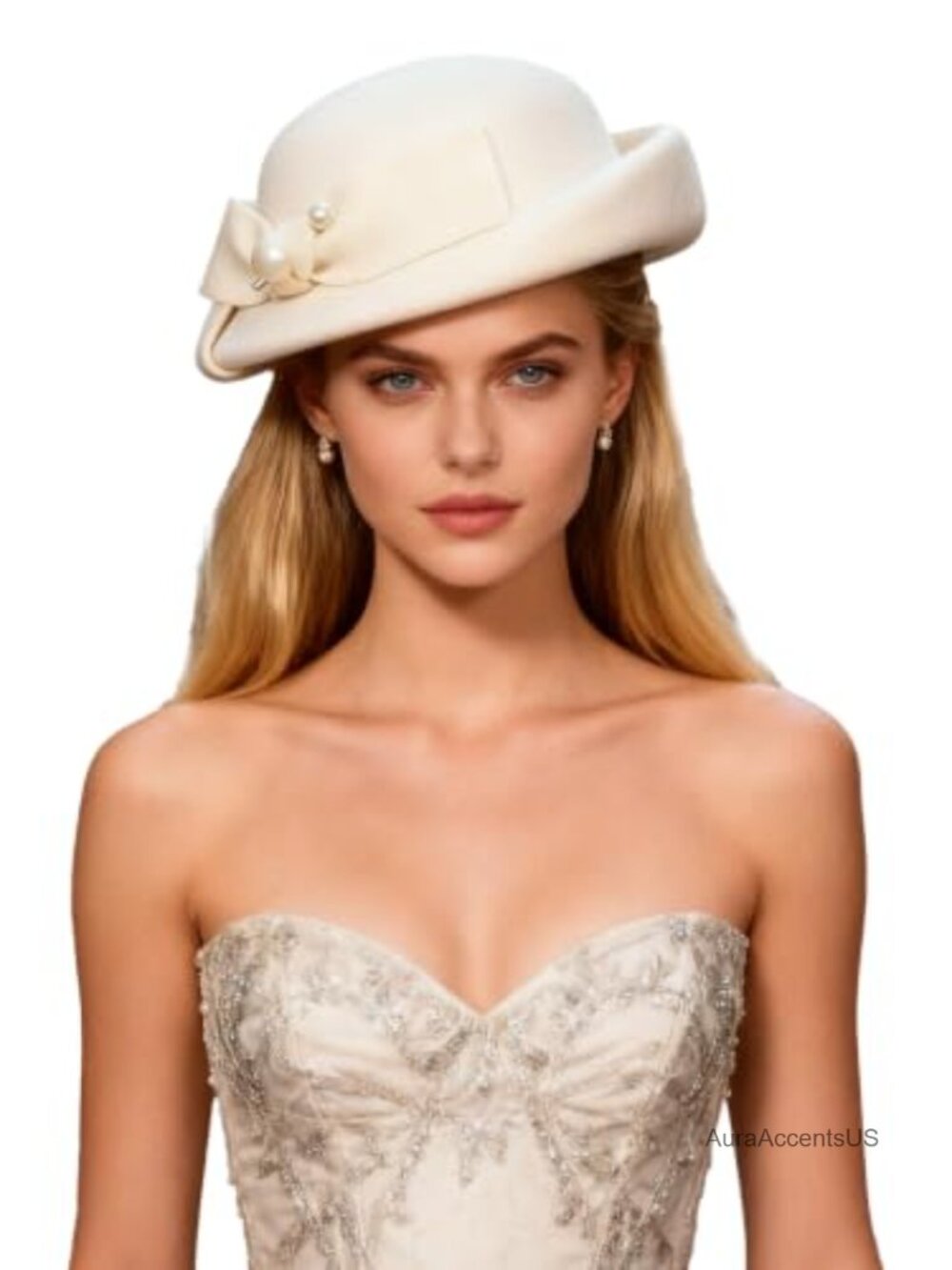 100% Wool Beret with Pearl Embellishment Adjustable French Style